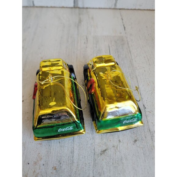 Blown glass bottling company Coca-Cola truck delivery ornament xmas set - Picture 7 of 9